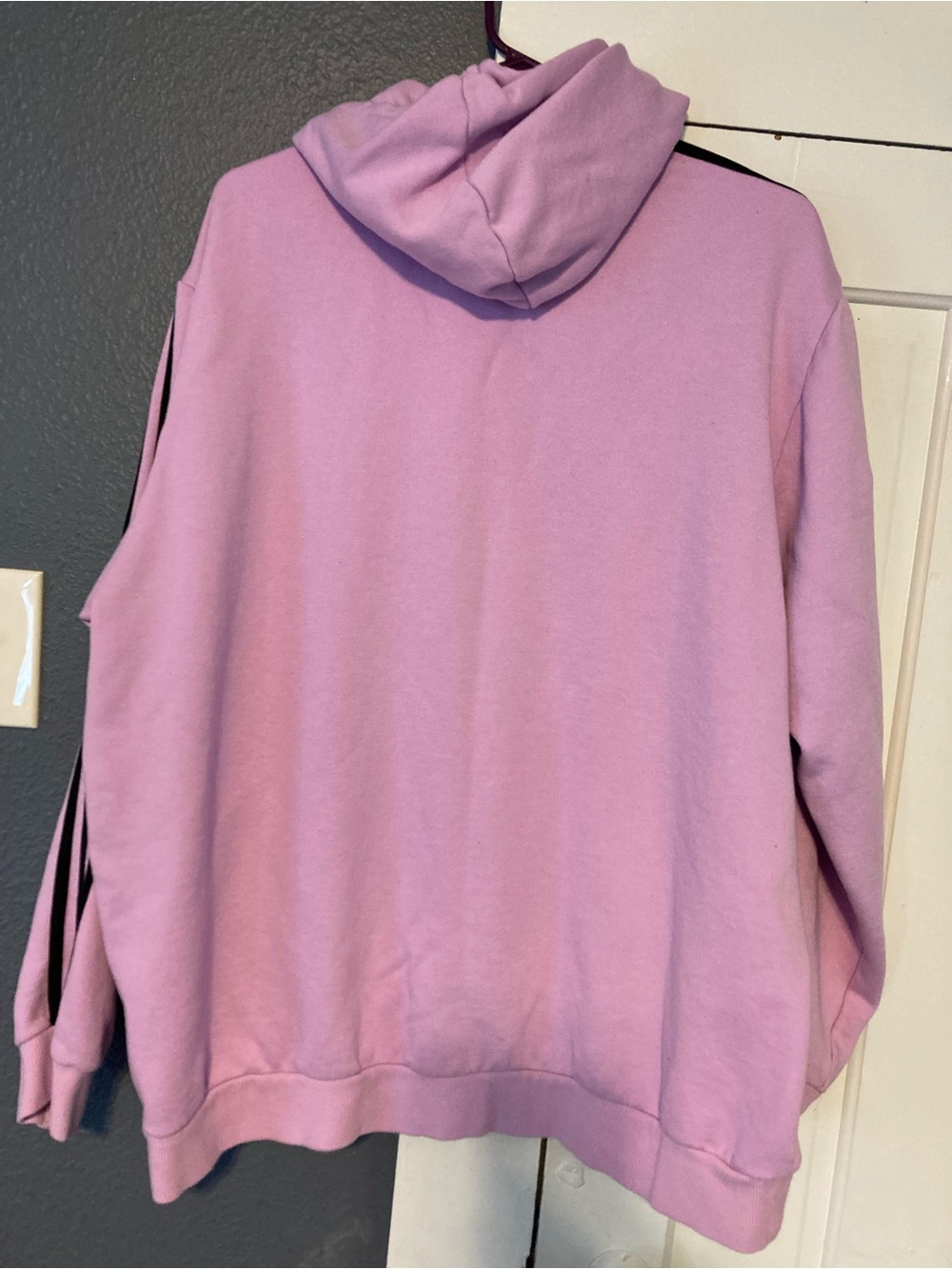 adidas pinkish Lavender Pullover Hoodie with Black Logo - Picture 3 of 3